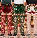 Bare Pajamas Christmas novelty pants in red, green and white designs