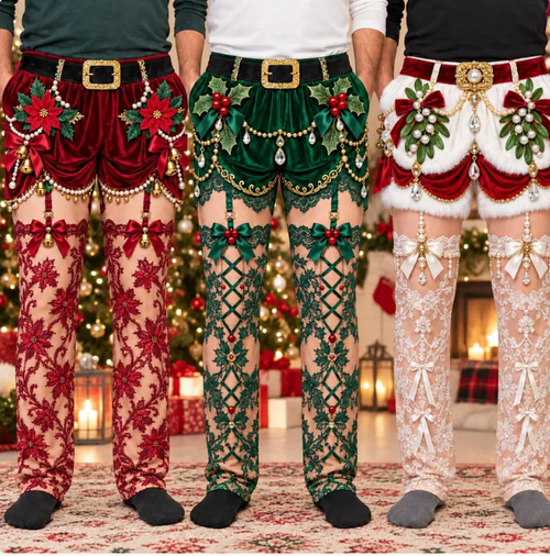 Bare Pajamas Christmas novelty pants in red, green and white designs